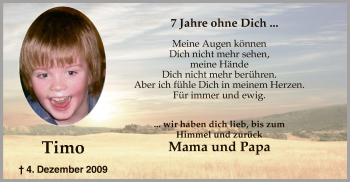 Traueranzeige von Timo  von MZV