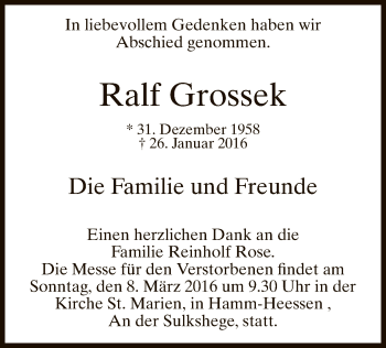 Traueranzeige von Ralf Grossek von MZV