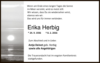 Traueranzeige von Erika Herbig von MZV