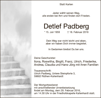 Traueranzeige von Detlef Padberg von MZV