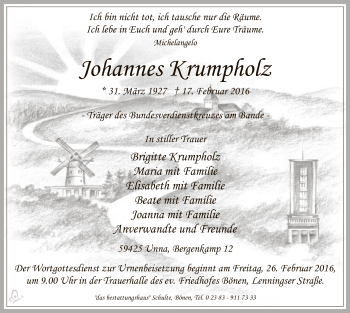 Traueranzeige von Johannes Krumpholz von MZV