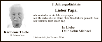 Traueranzeige von Karlheinz Thiele von MZV