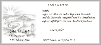Traueranzeige von Maria Zitt von MZV