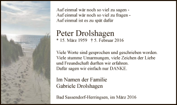 Traueranzeige von Peter Drolshagen von MZV
