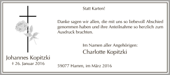 Traueranzeige von Johannes Kopitzki von MZV