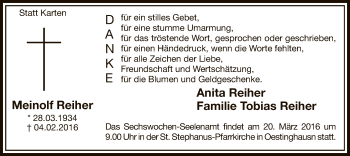 Traueranzeige von Meinolf Reiher von MZV