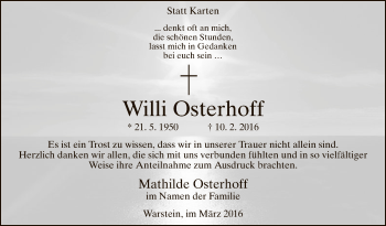 Traueranzeige von Willi Osterhoff von MZV