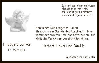 Traueranzeige von Hildegard Junker von MZV