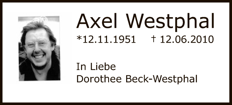  Traueranzeige für Axel Westphal vom 11.06.2016 aus MZV