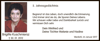 Traueranzeige von Brigitte Kuschmiersz von MZV