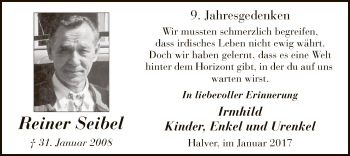 Traueranzeige von Reiner Seibel von MZV