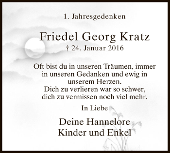 Traueranzeige von Friedel Georg Kratz von MZV