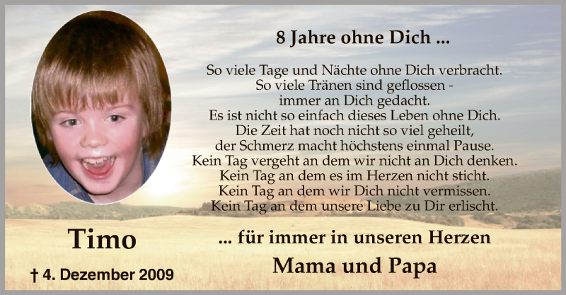  Traueranzeige für Timo  vom 04.12.2017 aus MZV