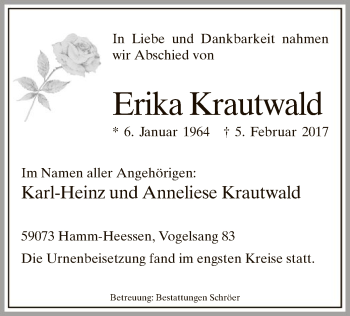 Traueranzeige von Erika Krautwald von MZV