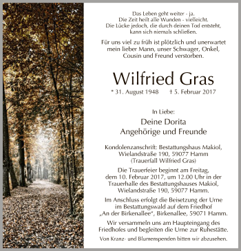 Traueranzeige von Wilfried Gras von MZV