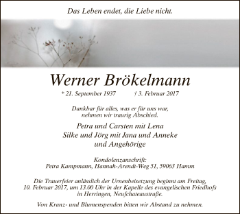 Traueranzeige von Werner Brökelmann von MZV