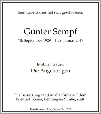 Traueranzeige von Günter Sempf von MZV