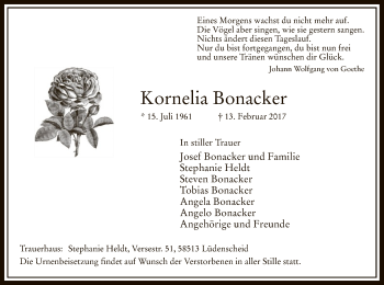Traueranzeige von Kornelia Bonacker von MZV