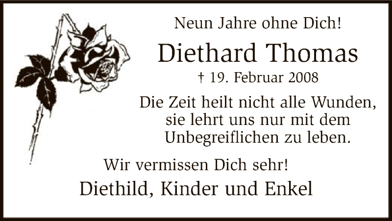  Traueranzeige für Diethard Thomas vom 18.02.2017 aus MZV