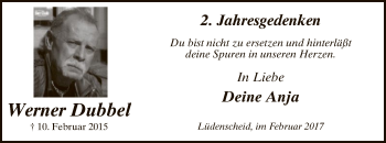 Traueranzeige von Werner Dubbel von MZV