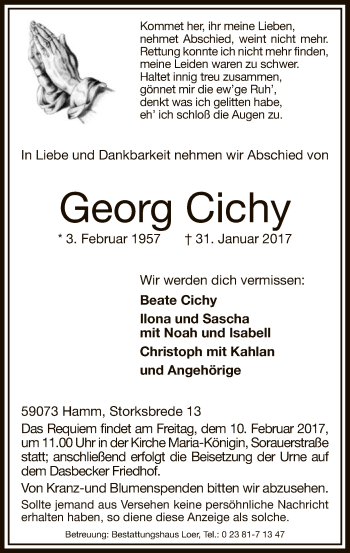 Traueranzeige von Georg Cichy von MZV