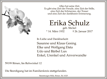 Traueranzeige von Erika Schulz von MZV