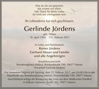Traueranzeige von Gerlinde Jördens von MZV