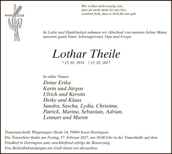 Traueranzeige von Lothar Theile von MZV
