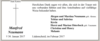 Traueranzeige von Manfred Neumann von MZV