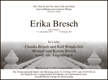 Traueranzeige von Erika Bresch von MZV
