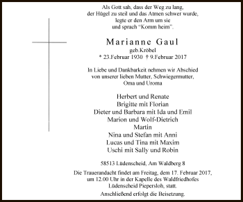 Traueranzeige von Marianne Gaul von MZV
