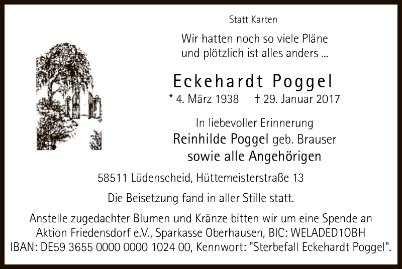  Traueranzeige für Eckehardt Poggel vom 11.02.2017 aus MZV