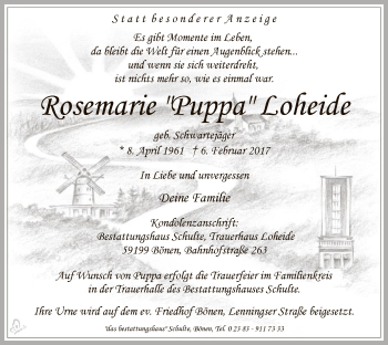 Traueranzeige von Rosemarie Loheide von MZV
