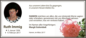 Traueranzeige von Ruth lmmig von MZV
