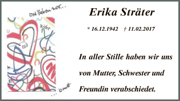 Traueranzeige von Erika Sträter von MZV
