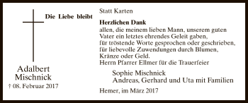 Traueranzeige von Adalbert Mischnik von MZV
