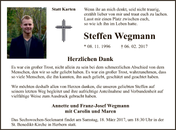 Traueranzeige von Steffen Wegmann von MZV