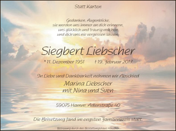 Traueranzeige von Siegbert Liebscher von MZV