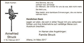 Traueranzeige von Annefried Struck von MZV