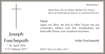 Traueranzeige von Joseph Foschepoth von MZV