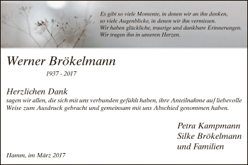 Traueranzeige von Werner Brökelmann von MZV