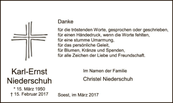 Traueranzeige von Karl-Ernst Niederschuh von MZV