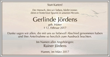 Traueranzeige von Gerlinde Jördens von MZV