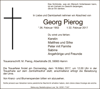 Traueranzeige von Georg Pierog von MZV