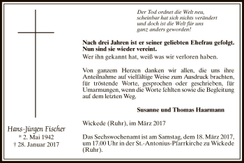 Traueranzeige von Hans-Jürgen Fischer von MZV