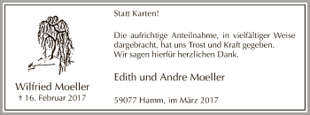 Traueranzeige von Wilfried Moeller von MZV