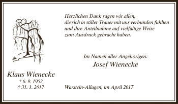 Traueranzeige von Klaus Wienecke von MZV