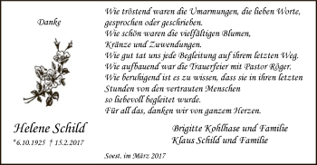 Traueranzeige von Helene Schild von MZV