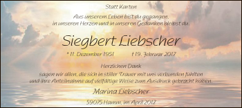 Traueranzeige von Siegbert Liebscher von MZV