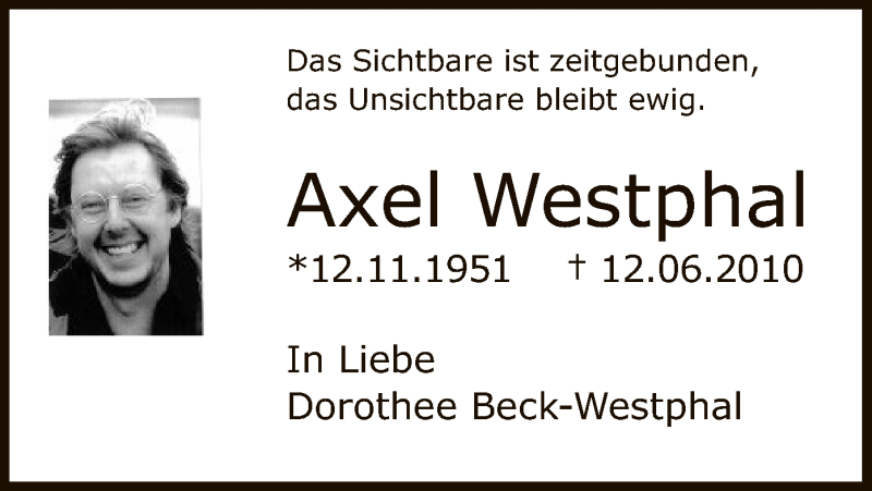  Traueranzeige für Axel Westphal vom 12.06.2017 aus MZV